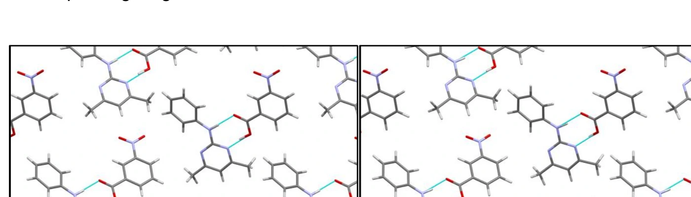 Comparison of NBA-PYR CC1 packing diagrams from XRD and electron diffraction